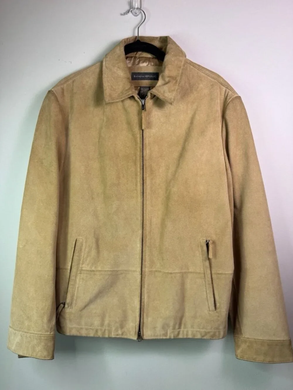Banana Republic Men’s Suede Leather Collared Zip Up Jacket Size Small
